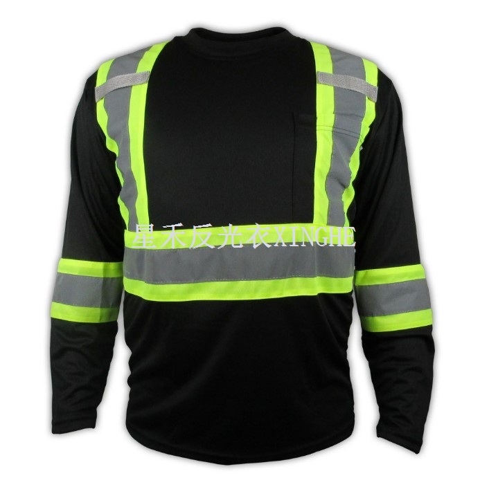 เสื้อนิรภัยสีดำมองเห็นสูง